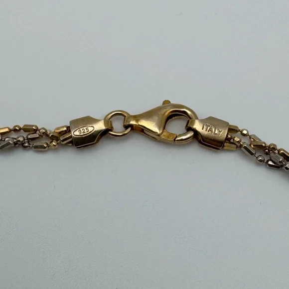 Sterling Silver 925 Two-Tone Gold Braided Anklet 10” - Picture 3 of 6